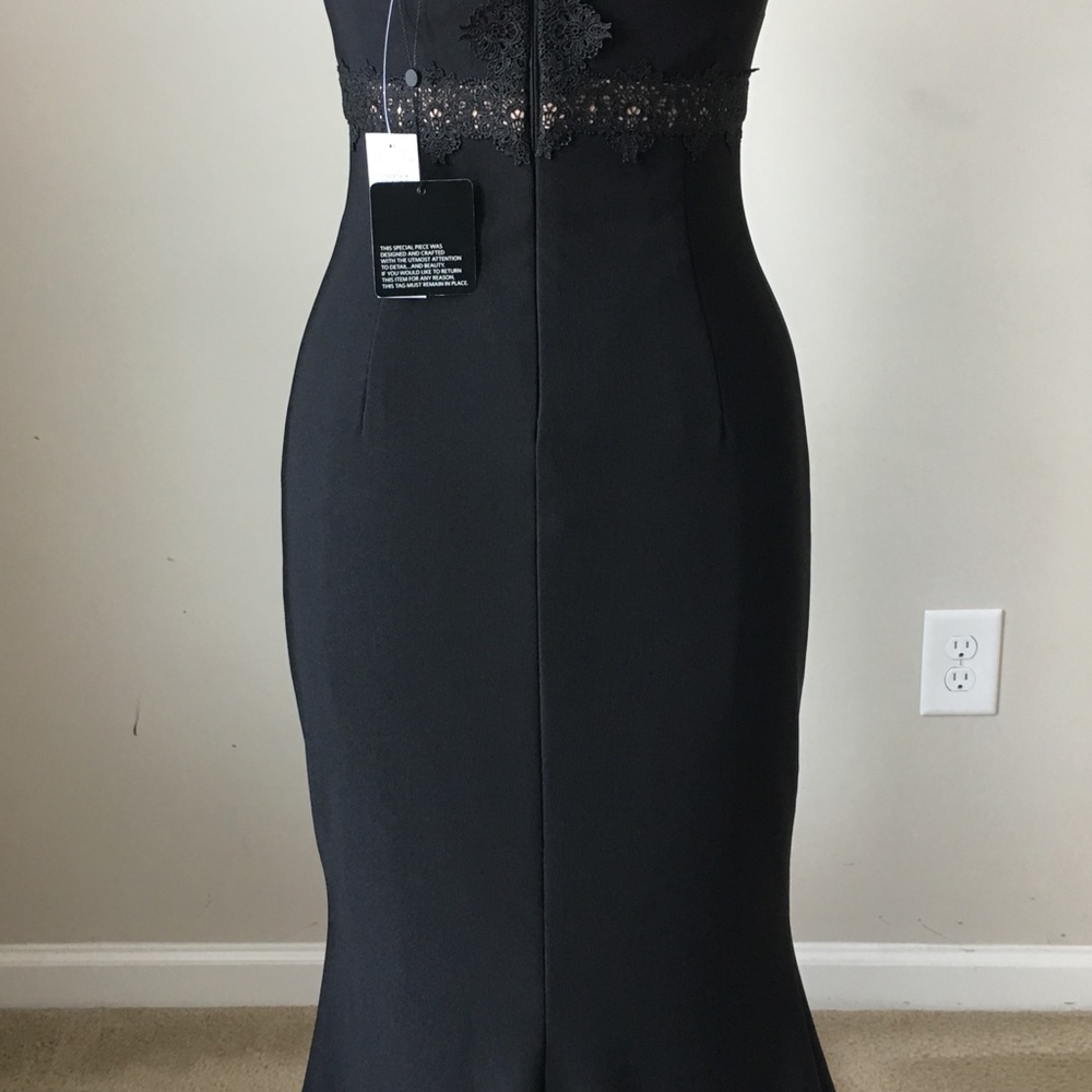 Black lace inset T-back mermaid gown dress - Picture 6 of 8